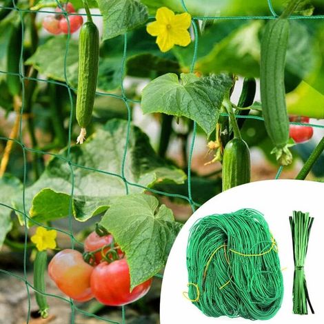 Netting for Climbing Plants Garden Trellis Netting 5m x 2m Climbing Plant Support Netting Fixing Net Garden Netting with 100 Plant Straps for Vegetable Plant Tomato Cucumber (1/5)