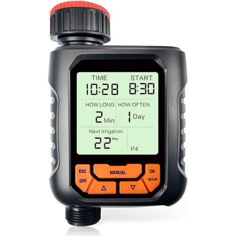 Minuteur d'arrosage automatique étanche IP65 avec débit réglable et plusieurs programmes de synchronisation pour une utilisation efficace de l'eau dans les jardins (1/4)