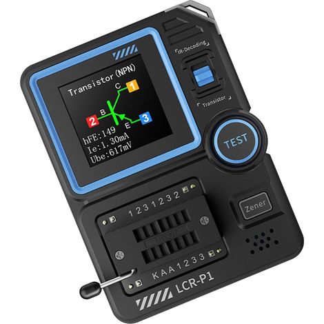 Testeur de transistor multifonctionnel - Appareil de portabilité pour résistances condensateurs - Outil de diagnostic de transistor à diode pour réparation - Compteur de haute précision (1/5)