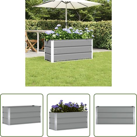 Terrassenkübel - Pflanzkübel Hellgrau 100 x 40 x 45 cm Stahl (1/5)