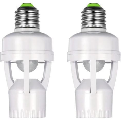 2 PCS Adaptateur Douille E27 Capteur Mouvement PIR Réglable 60W Pour Couloir Garage Cave (1/5)