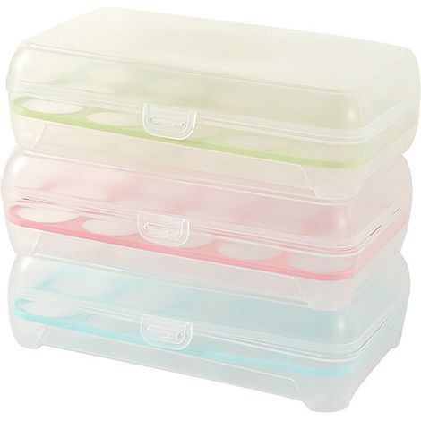 Sollbry 3 Pièces Boite à Œufs en Plastique Transparent Avec Couvercle - Peut contenir 15 œufs, Placard, Réfrigérateur - 24.5 15cm (1/5)