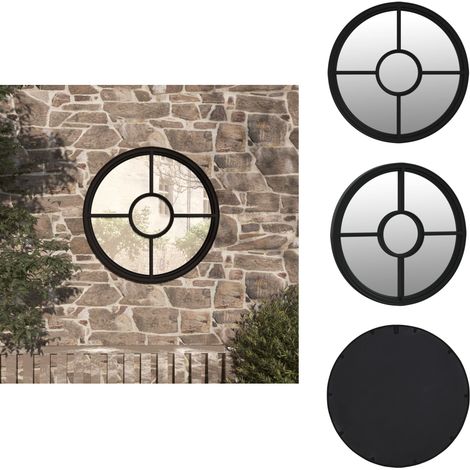Miroir de jardin Noir 40x4 cm Fer Rond utilisation extérieure - Miroir De Jardin - Miroir Rond - Décoration Exterieure - Miroir Design - Miroir Métal (1/5)