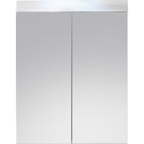 AmandaMando Bad Spiegelschrank 2 Türen weiß, weiß Hochglanz.