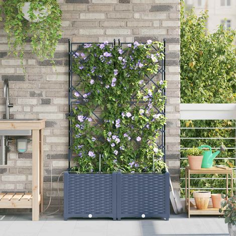 Garten-Pflanzgefäß 2 pcs Grau 80 x 40 x 142 cm Kunststoff