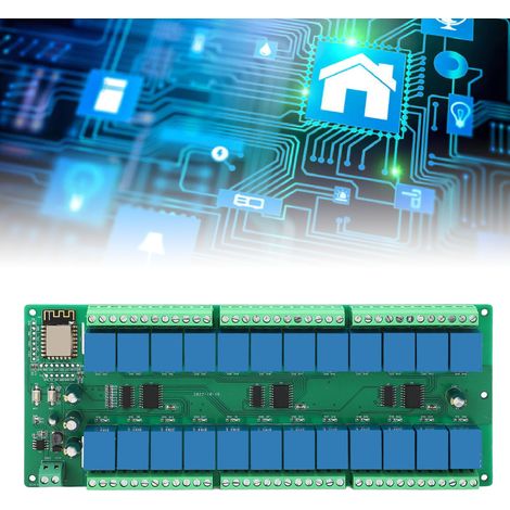 Das ESP-12F Entwicklungsboard, ein 24-Kanal 10A ESP8266 Wi-Fi-Relaismodul, wird zur drahtlosen Steuerung von DC24V Smart Homes verwendet. (1/5)