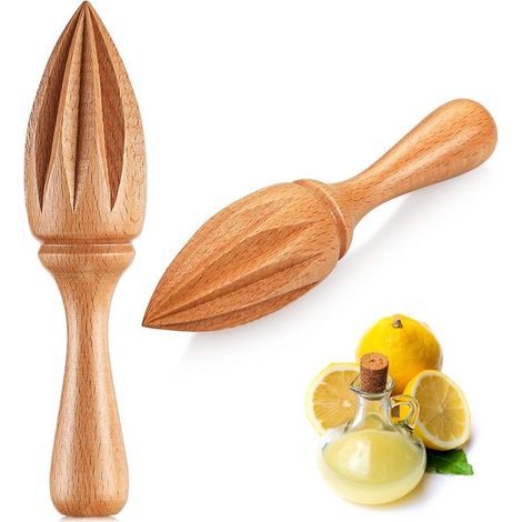 Zweiteilige Zitruspresse aus Holz – Aus Buchenholz für angenehmen Griff – Zitronenpresse – Orangenpresse – Manuelle Bedienung – 16 x 3,5 x 3,5 cm – Geeignet für Zuhause, Bars, Cafés und Restaurants – 