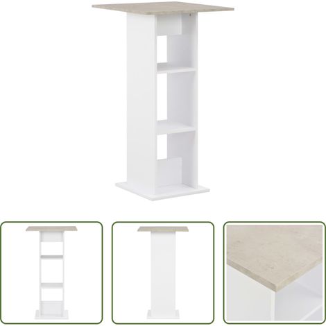Table de salle à manger - Table de bar Blanc et béton 60x60x110 cm (1/5)