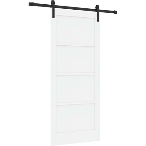 Porte coulissante 86 x 198,5 cm Bois d'ingénierie Blanc et noir vidaXL