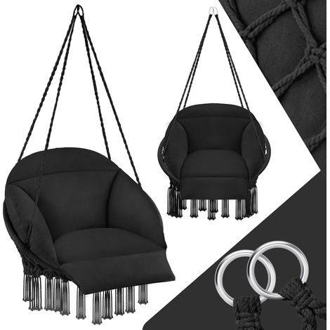 Fauteuil suspendu avec un coussin d'assise épais noir