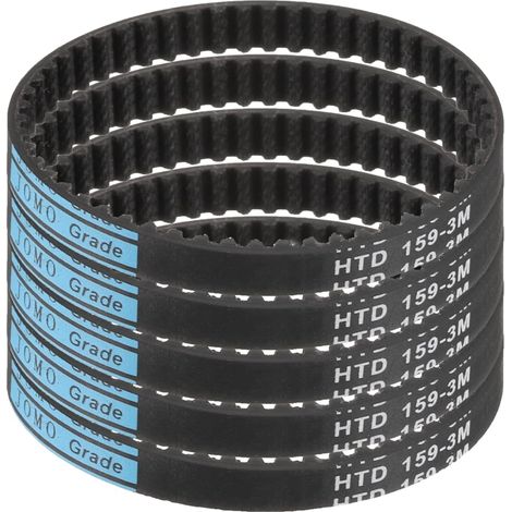 5pcs HTD-3M Rubber Timing Belt, 53 Teeth, 159mm Pitch Length x 6mm Width x 2.4mm Height, Closed Loop Pulley Belt (1/5)