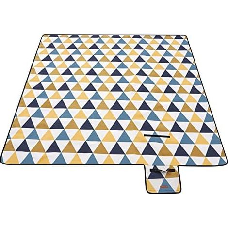 200 x 200 cm, grand, Campingdecke, pour Park, jardin, Strand, étanche, pliable, gelbe et Blaue Dreiecke GCM76S (1/5)