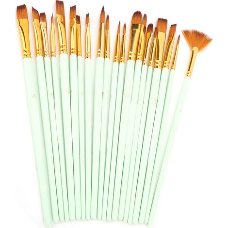 Ensemble de pinceaux multimodaux en nylon, 5 types différents, pour peinture à l'huile, aquarelle et gouache (cadeau vert).
