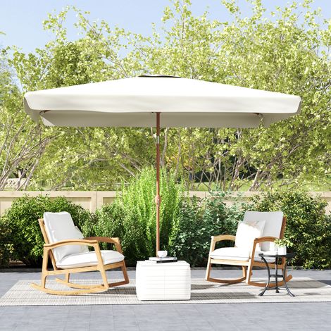 Sombrilla de Terraza Exterior 300x200x245 cm con Ángulo Ajustable Mástil de Aluminio Manivela y Protección UV 50+ Beige