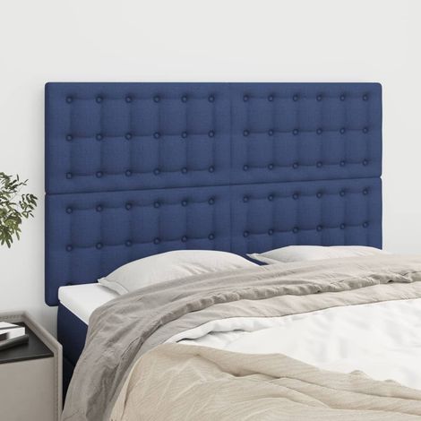 Tête de lit Bleu 144x5x118/128 cm Tissu