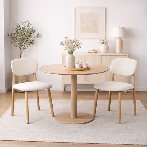 Lot de 2 chaises 49x53x76 cm écru et naturel (1/5)