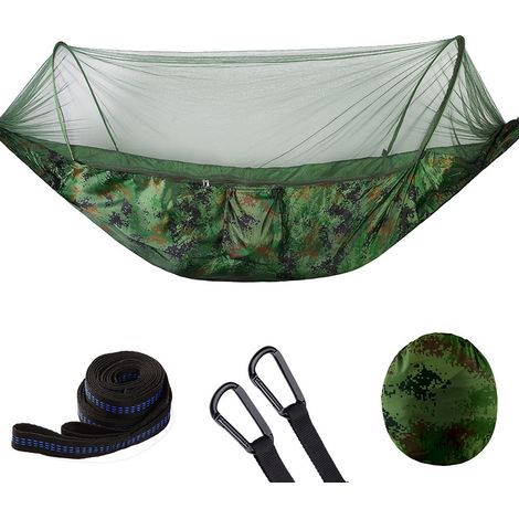 MINKUROW Hamaca Para Acampar Columpio Hamaca Para Acampar Al Aire Libre Con Mosquitera Cama Colgante Portátil 1-2 Personas Tienda De Campaña De Aire Abierto Rápido Cama Saco De Dormir Hamaca, Camuflaj (1/5)