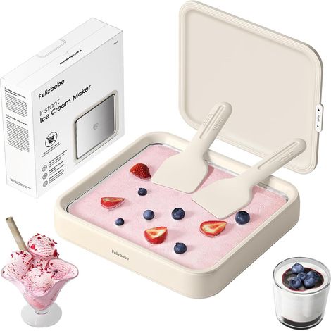 Machine à Glace Roulée Couvercle et 2 Grattoirs, Plaque Froide inox Alimentaire, Sans électricité. Idéale pour Loisirs Familiaux et Activités Manuelles Parent-enfant (1/5)