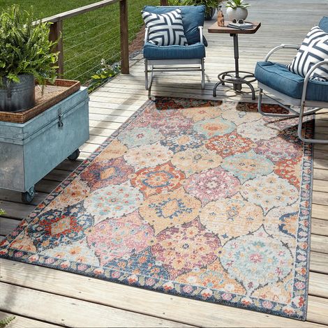 the carpet Palma Indoor- & Outdoor-Teppich, modernes Design, Wohnzimmer, wetterfest & UV-beständig, langlebig und pflegeleicht, Mehrfach, 120 x 120 cm (1/4)