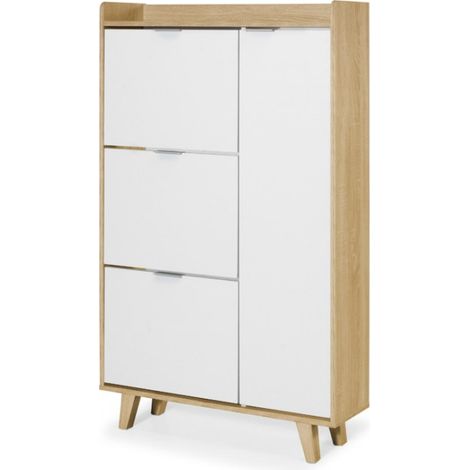 TOPKIT Meuble à chaussures à 3 portes pliantes 2180 Armoire à chaussures Meuble à chaussures Hall avec 3 portes pliantes chêne blanc (1/5)