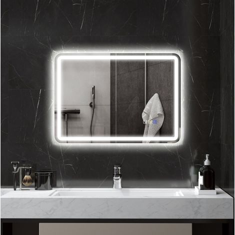 Espejo LED de baño 50 x 70 cm Bluetooth, antivaho, 3 colores DESVIAE (1/5)
