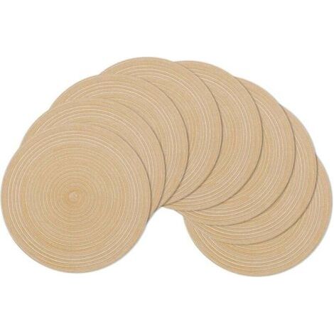 Set de Table, Lot de 6 , Kaki 38x38cmSet de Table Rond Tressé Lavable Napperons Résistantes à la Chaleur pour Table de Salle à Manger (1/4)