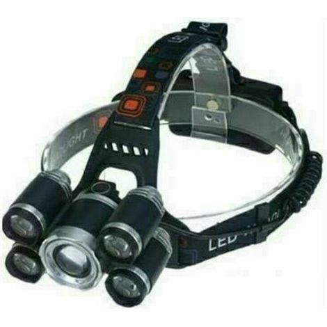 JOORRTLampe frontale, 2000 lumens 5 LED, lampe frontale rechargeable USB étanche réglable pour le camping, le jogging et la randonnée, la pêche, la grotte, (1/5)