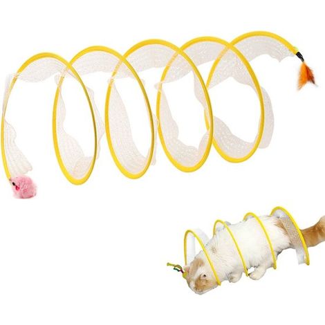 Tunnel pour chat - 20 x 50 cm - Avec clochette - Tunnel en spirale - Sinueux - Tunnel de jeu pour chat - Jouet pour chat - Tunnel à explorer - Tunnel de jeu pour animaux - Pliable - Convient aux chats (1/5)