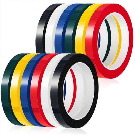 12 rouleaux de ruban adhésif coloré pour autoclave de 12 mm d'épaisseur, longueur de 66 mètres (216 pieds) chacun. (1/5)