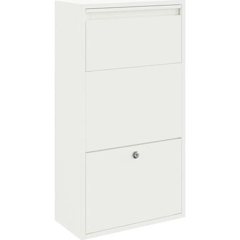 Boîte de dépôt de colis avec porte, blanche, 44 x 22 x 82 cm, acier. (1/5)