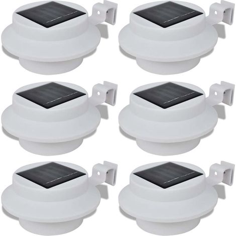 Foco solar blanco para vallas de jardín, 6 unidades (1/2)