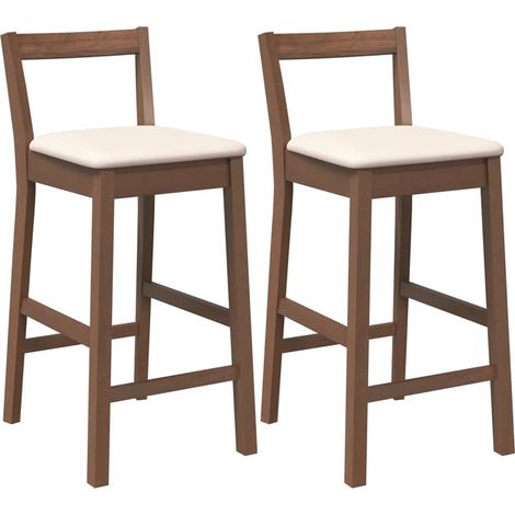 Maison Exclusive - Barhocker mit Kissen 2 Stk. Braun Massivholz G