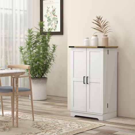 Mobile dispensa da cucina con 2 ante, 16 ripiani e ripiano regolabile per sala da pranzo e soggiorno, 60x40x104 cm, colore crema.