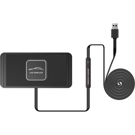Chargeur Induction Voiture, 10W Tapis de Charge sans Fil Rapide Antidérapant, Support Telephone Voiture Induction Universel pour Casques de Téléphone Portable, etc. (USB 1m) (1/5)