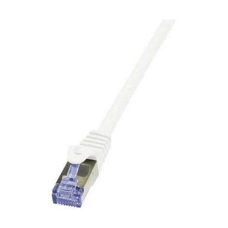 LogiLink CQ3011S RJ45 Câble réseau, câble patch CAT 6a S/FTP 0.25 m blanc ignifuge, avec cliquet d'e (1/2)