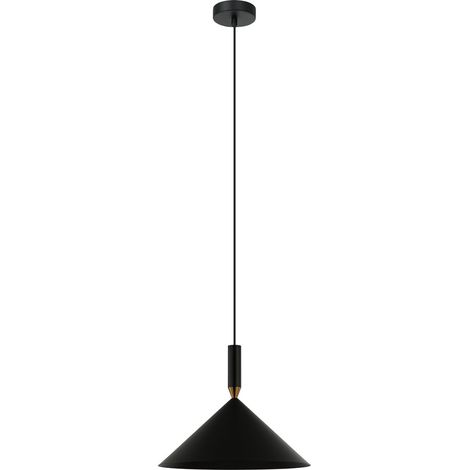 Suspension moderne noire cône E27 40W Drello Italux (1/3)