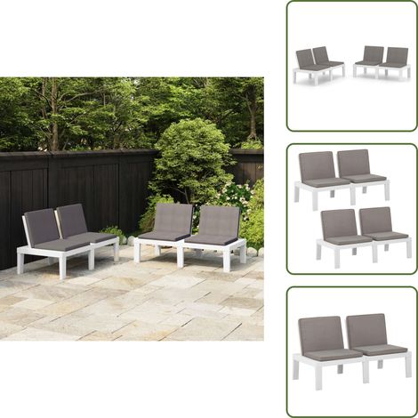 Sedute da giardino - vidaXL Panchine da Giardino con Cuscini 2 pz in Plastica Bianche - Panchine in plastica