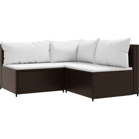 Maison Exclusive - Set Mobili da Giardino 3 pz con Cuscini in Polyrattan Marrone