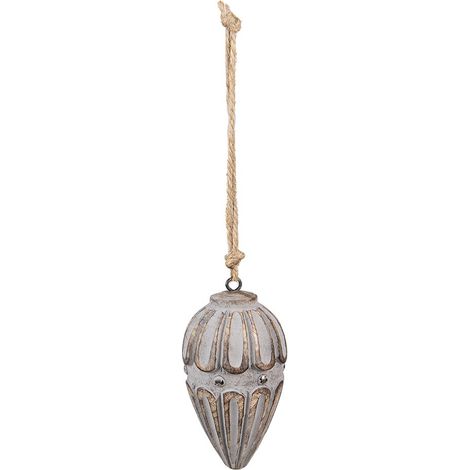 Suspension de Noël en Bois Gris Décoration Suspendue Rustique pour la Maison 6 x 11 cm - PANGIVO