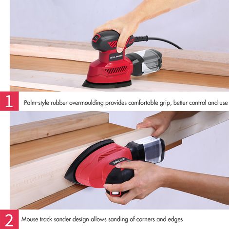 Ponceuse de détail électrique compacte 14 000 tr/min, 20 papiers de verre, port de collecte de poussière connecté à l'aspirateur, tuyau de raccordement, ponçage pour les espaces restreints, décoration (1/5)
