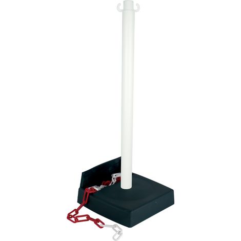Poteau PVC Blanc avec réserve de chaîne sur socle lesté 6kg - 2000772 (1/2)