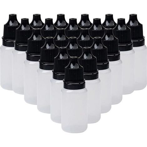 100 flacons compte-gouttes souples, en plastique translucide, vides, pour solution oculaire, 10 ml