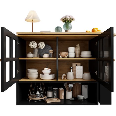 Meuble de buffet pivotant à 360°, simple et moderne, multifonction, adapté à la chambre, au salon et à la salle à manger, avec étagère à snacks, 5 espaces de rangement, buffet pivotant avec étagères e (1/5)