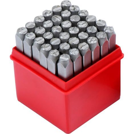 36 stuks metalen ponsen met cijfers en letters- letters om te raken- 6 mm