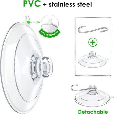 Crochet Ventouse - Métallique Fileté - Pour Salle De Bain Et Cuisine - Charge Maximale 3 Kg - Transparent - Lot De 20 Pièces (1/5)