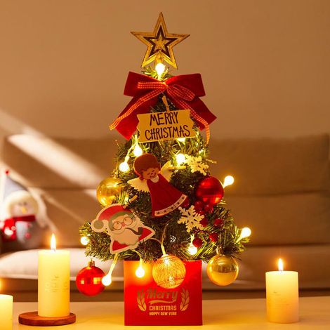 Weihnachtsdekoration, Mini-Weihnachtsbaum, Schreibtischdeko, Empfangstresen, 45 cm großer Mini-Dekobaum, Geschenkkugelbaum