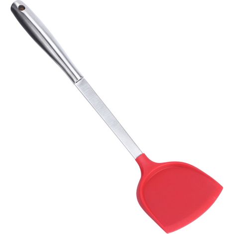 Spatola cinese con manico in acciaio inox, paletta antiaderente, utensili da cucina, strumento per cucinare (rosso) (1/5)