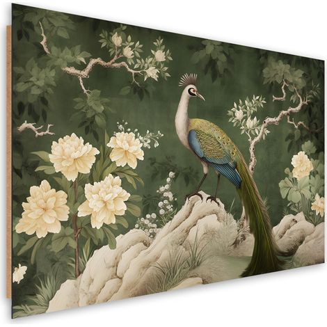 Deco panel picture, Oriental peacock green - 90x60 (1/5)