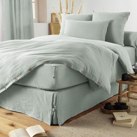 Housse de couette double gaze de coton eucalyptus 240x220 cm