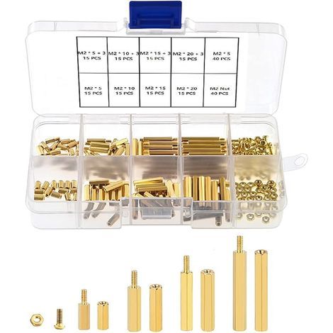 200 Stück M2 Laiton Entretoises Hexagonales Males Femelles PCB Conseil Hex Colonne Vis Écrou Boulon Assortiment Kit, für PCB Carte Mère (1/5)